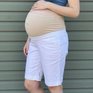 Stork and Babe Maternity Over the Bump Bermuda Length Shorts Womens Size M